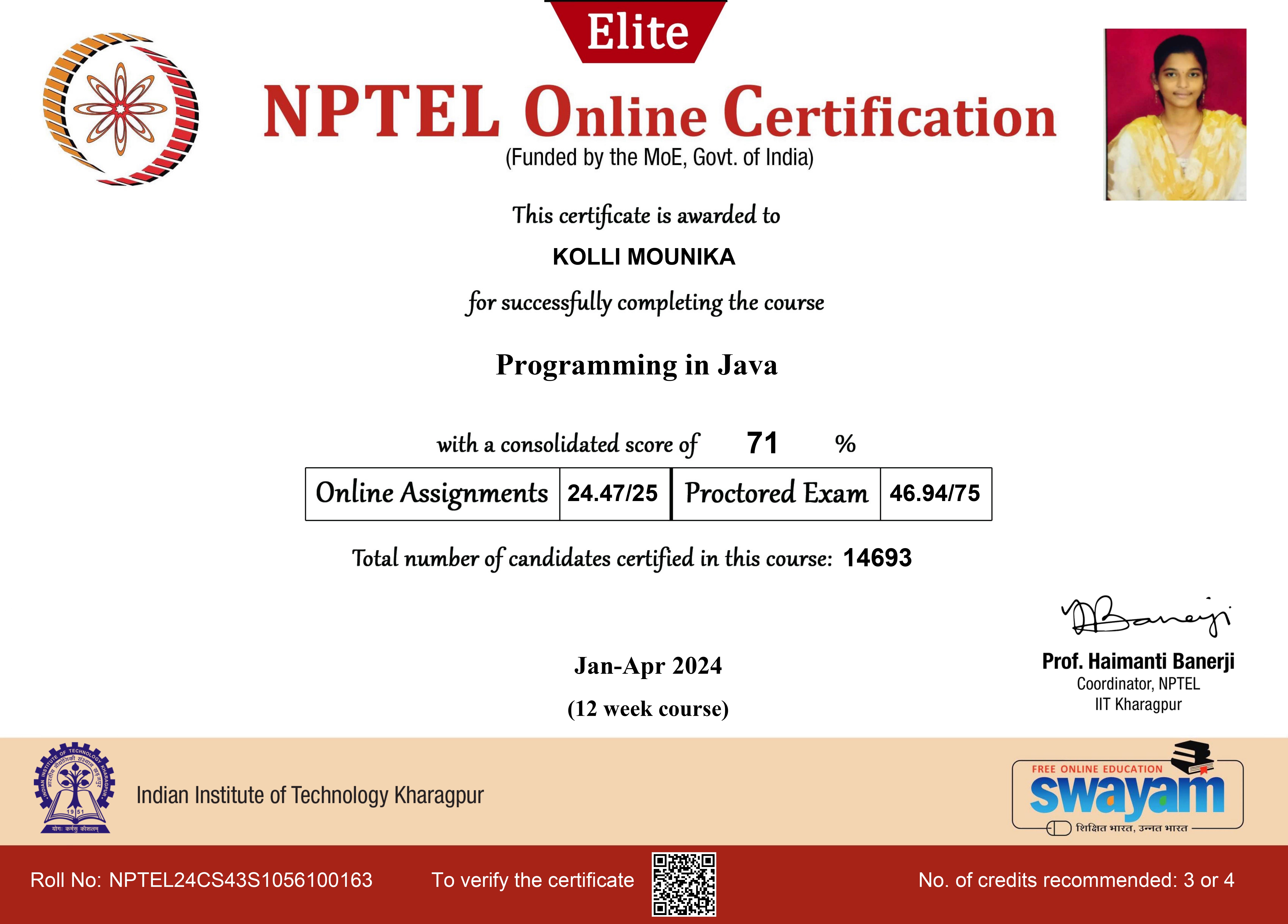 NPTEL Java Certificate